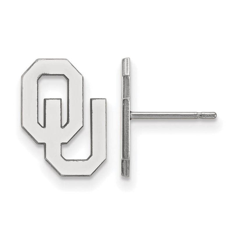 14k White Gold University Of Oklahoma Small Post Earrings